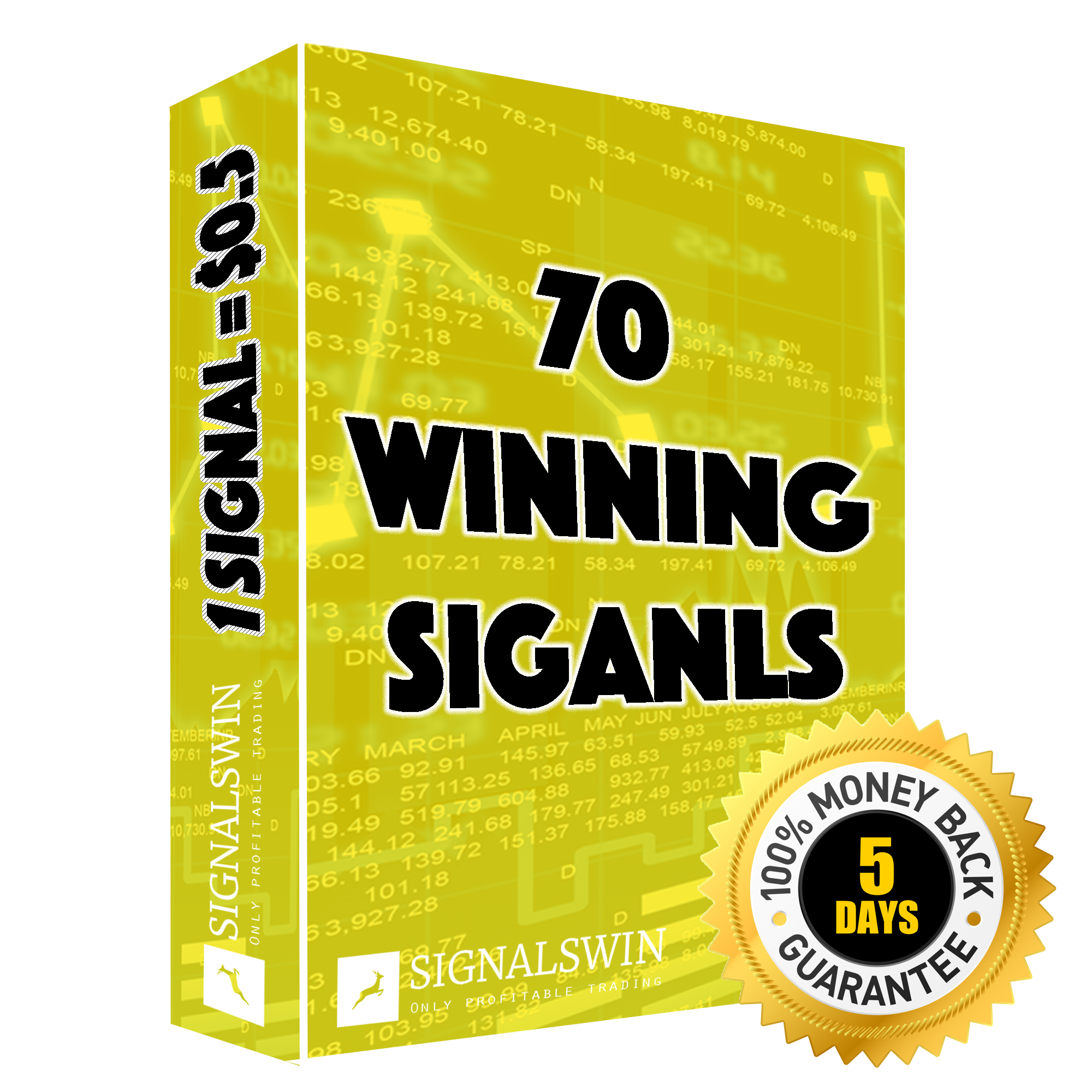 70 signals - Instead of paying $70 , the price is $35 - You have 5 days to try out the package - You have 100% Money back guarantee on this package